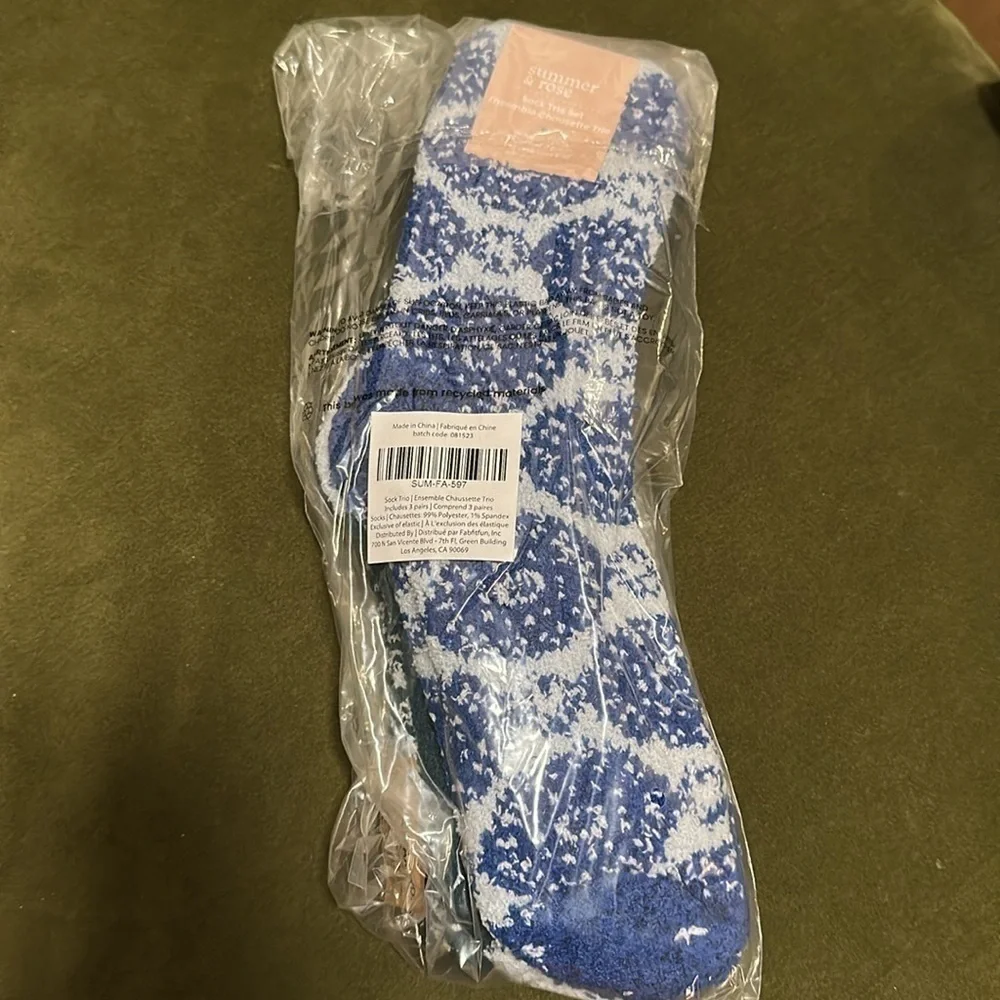 NEW Summer & Rose Fuzzy Socks Set of 3